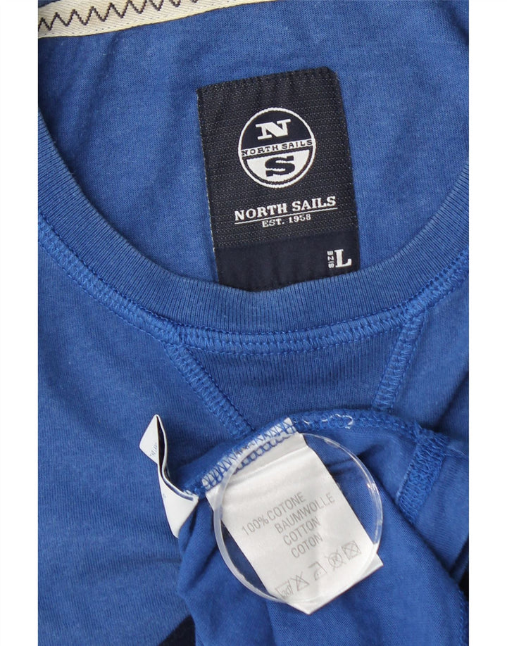Top gráfico masculino North Sails manga comprida grande algodão azul