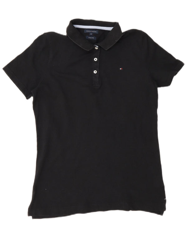 Camisa polo feminina Tommy Hilfiger Classic Fit Reino Unido 12 algodão preto médio