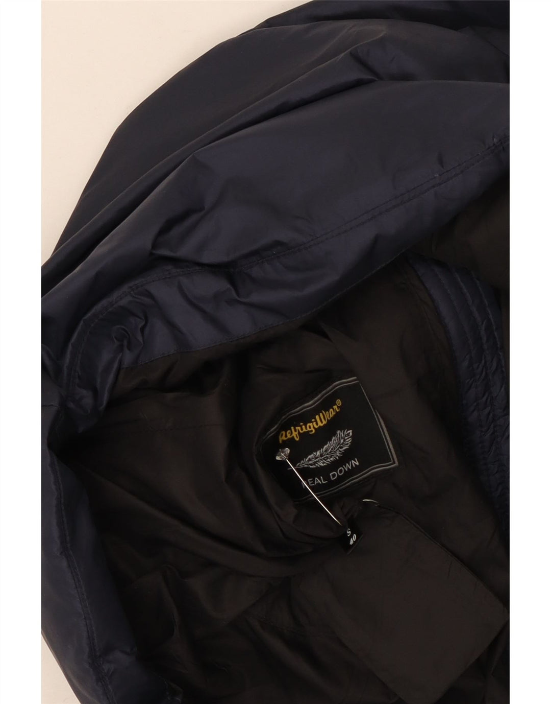 Jaqueta feminina acolchoada com capuz Refrigiwear IT 40 pequena azul marinho