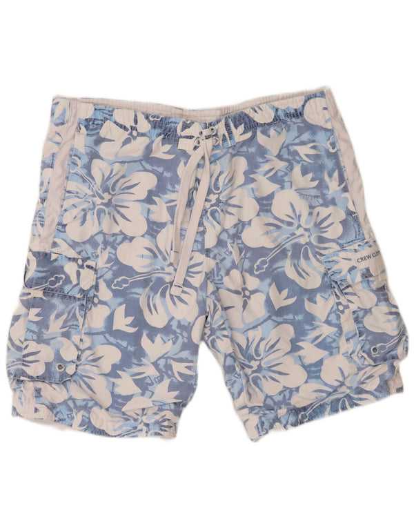 Shorts de natação masculinos da roupa da tripulação XL W38 poliéster floral azul