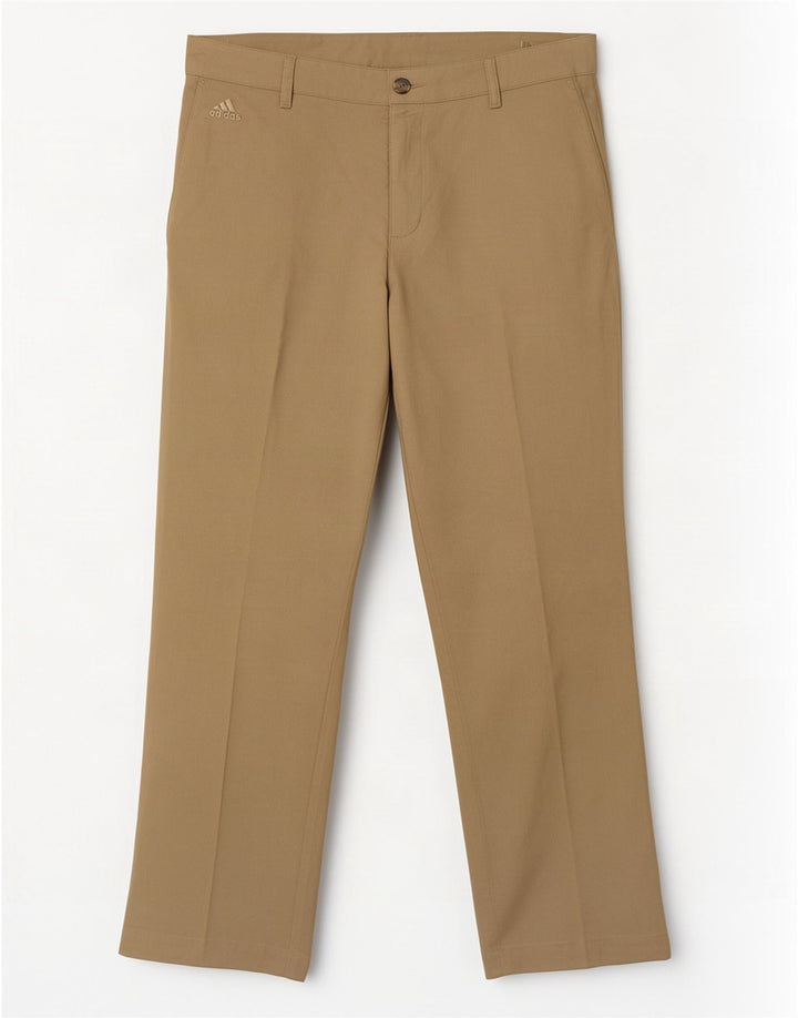 Adidas Mens Climalite Straight Chino Calças W34 L30 Poliéster Bege
