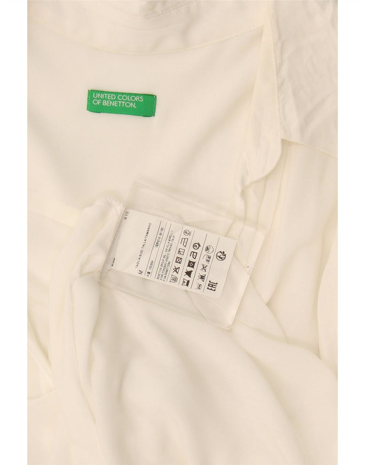 Blusa feminina oversized Benetton Reino Unido 14 viscose branca média