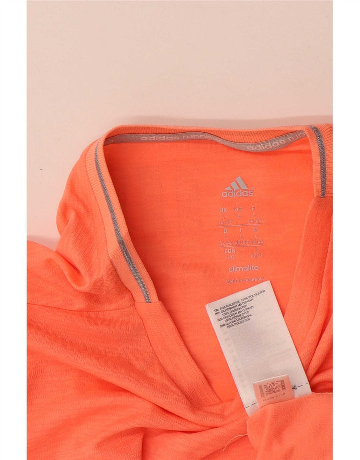 Adidas Feminino Climalite Top Manga Longa Reino Unido 16/18 Grande Laranja Poliéster