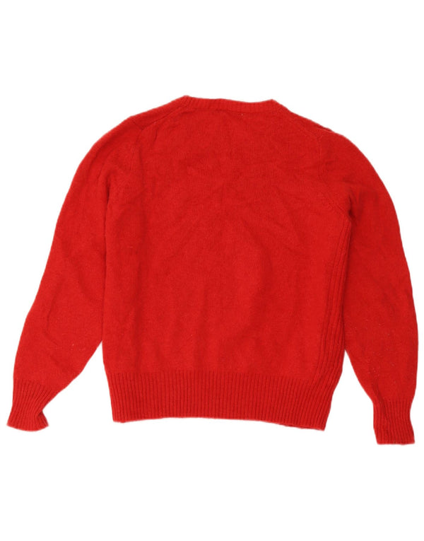 Suéter feminino Marks & Spencer com gola canoa Reino Unido 18 XL lã de cordeiro vermelha