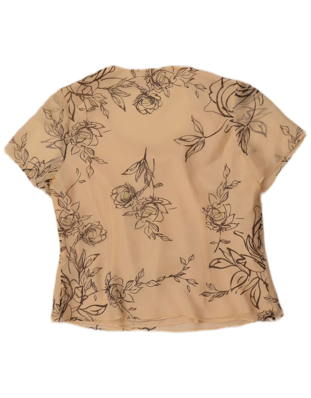 Blusa feminina Jacques Vert UK 14 grande poliéster floral branco