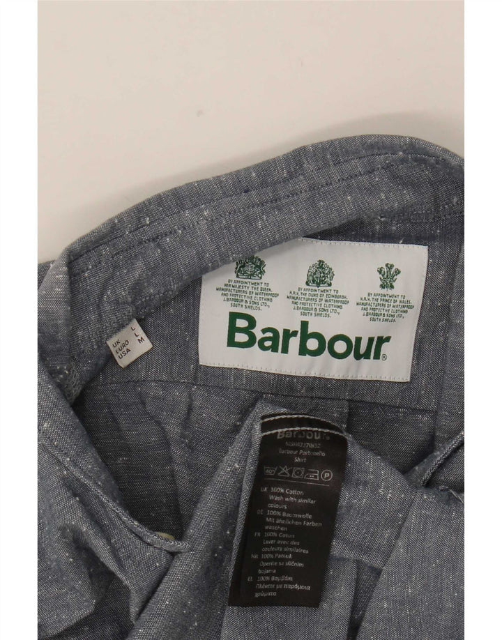 Camisa masculina de manga curta Barbour grande algodão manchado cinza