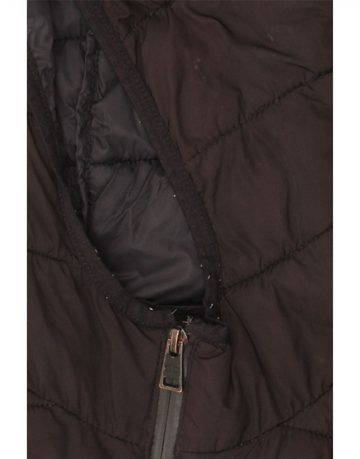 Jaqueta feminina acolchoada com capuz Champion UK 10 poliéster preto pequeno