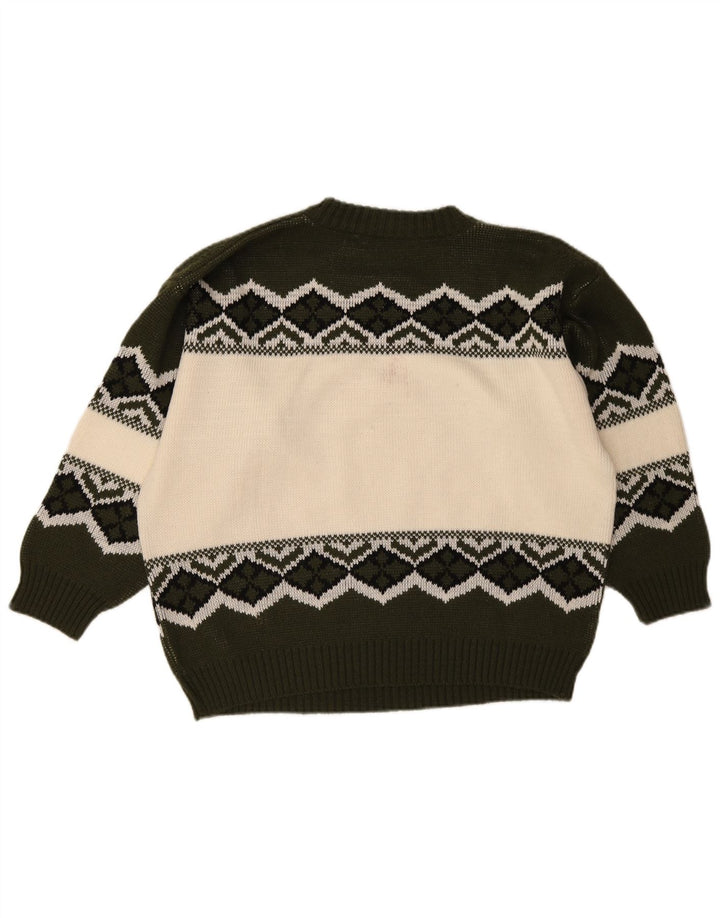 Suéter vintage masculino com gola de tartaruga gráfica grande verde geométrico