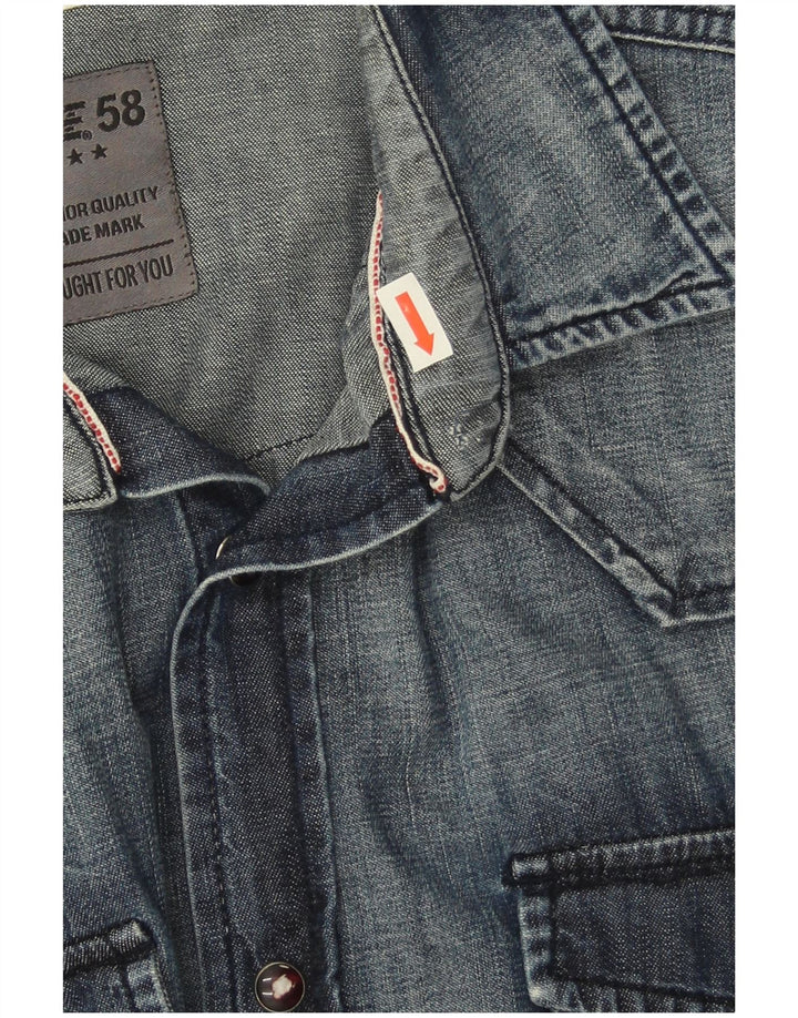 Camisa jeans masculina Rifle grande algodão azul marinho