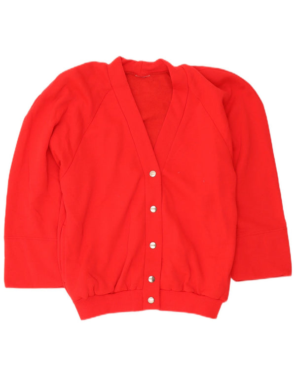 Suéter de cardigã de grandes dimensões feminino vintage Reino Unido 10 algodão vermelho pequeno