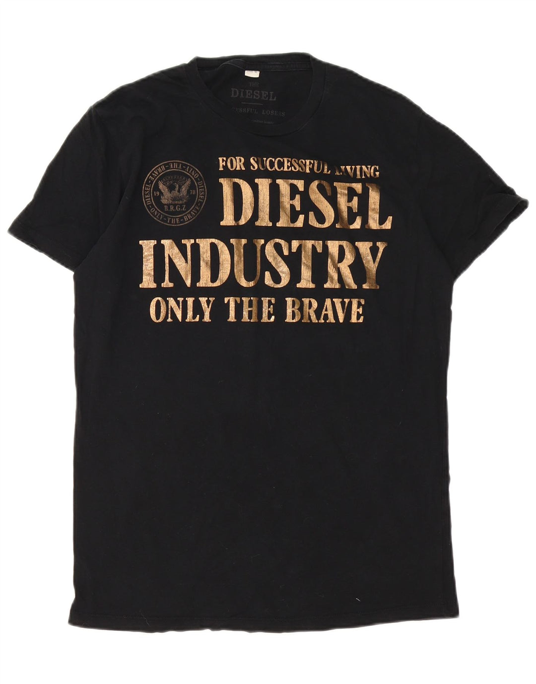 Diesel Camiseta Masculina Graphic Top Médio Preto