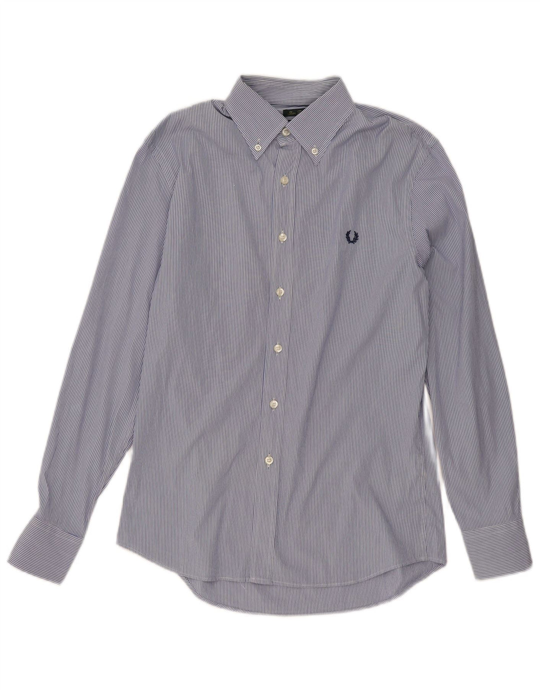Fred Perry Camisa masculina slim fit médio azul listrado algodão clássico