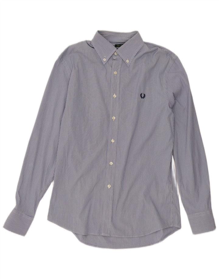 Fred Perry Camisa masculina slim fit médio azul listrado algodão clássico