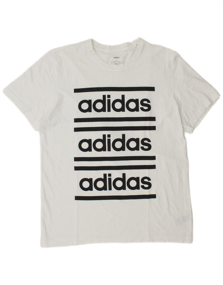 Adidas Mens Graphic T-Shirt Top Grande Algodão Branco
