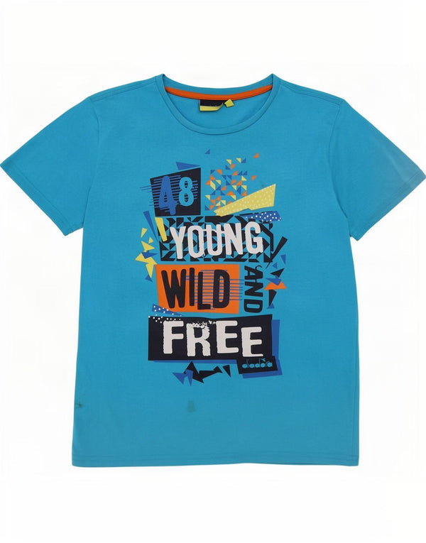Camiseta Diadora Boys Graphic 11-12 Anos XL Azul Algodão