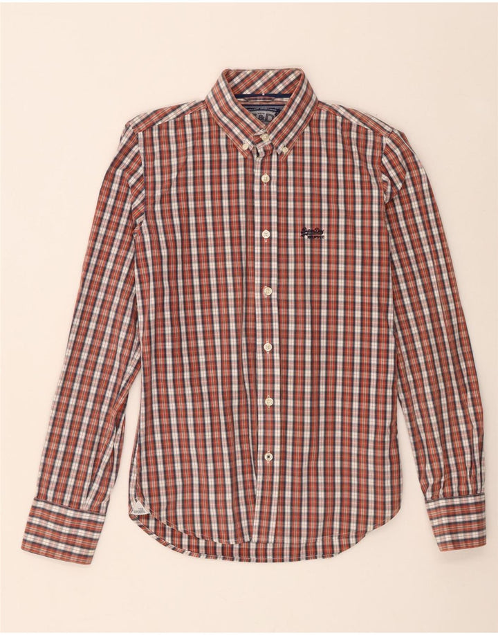 Camisa masculina Superdry média xadrez multicolorida algodão