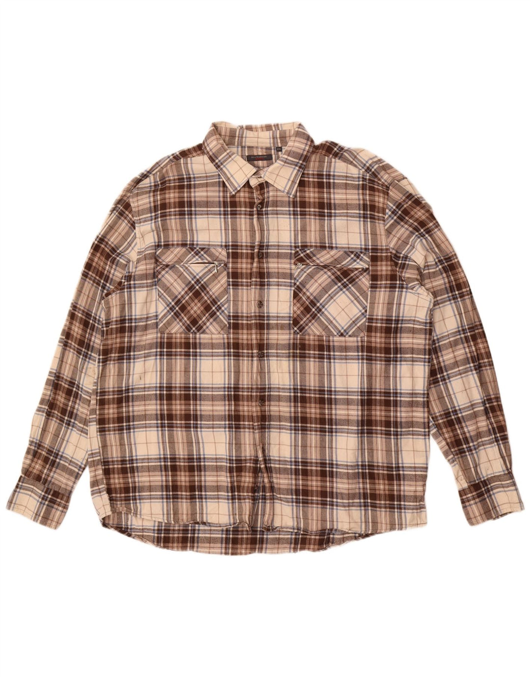 Camisa masculina de flanela Sea Barrier 2XL algodão xadrez bege