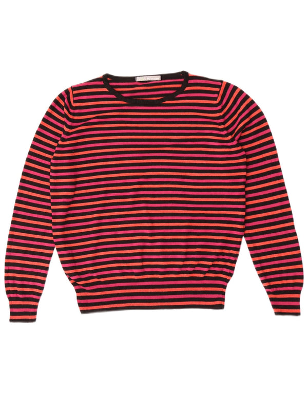 Suéter feminino Marks & Spencer com gola canoa e listrado rosa médio Reino Unido 14