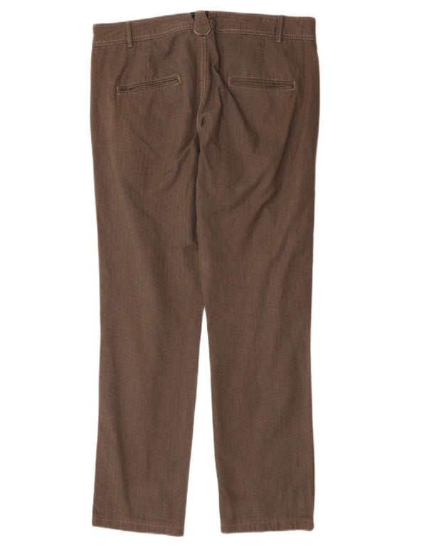 Zara Calça Chino Masculina Reta EU 42 Grande W32 L31 Marrom Espinha de Peixe