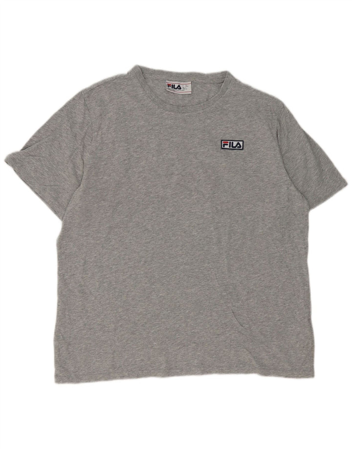 Camiseta masculina Fila grande algodão manchado cinza