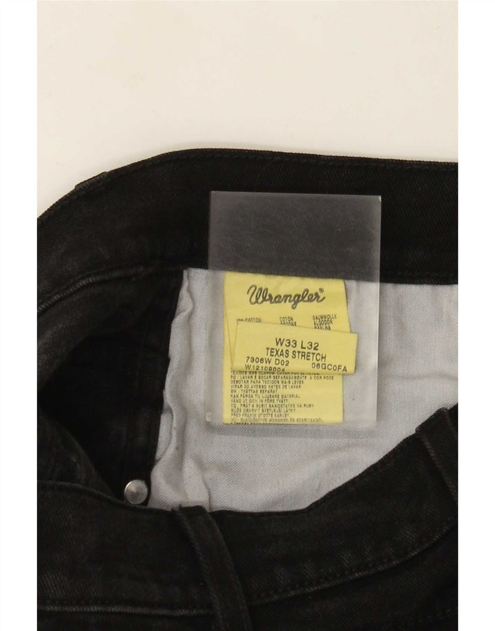 Wrangler Masculino Texas Stretch Straight Jeans W33 L32 Algodão Preto