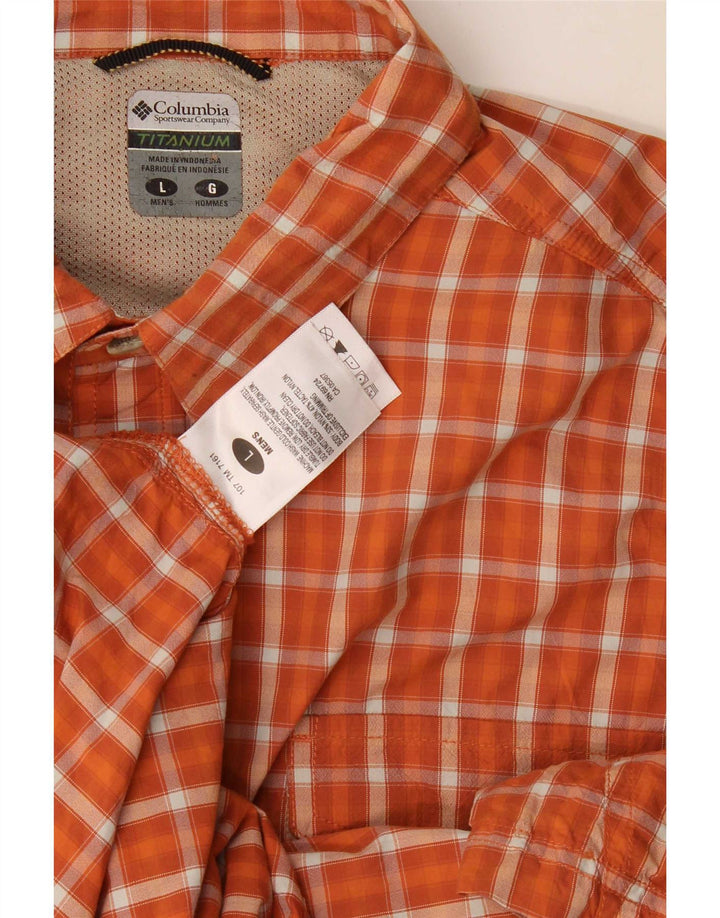 Camisa masculina de manga curta Columbia grande laranja xadrez nylon