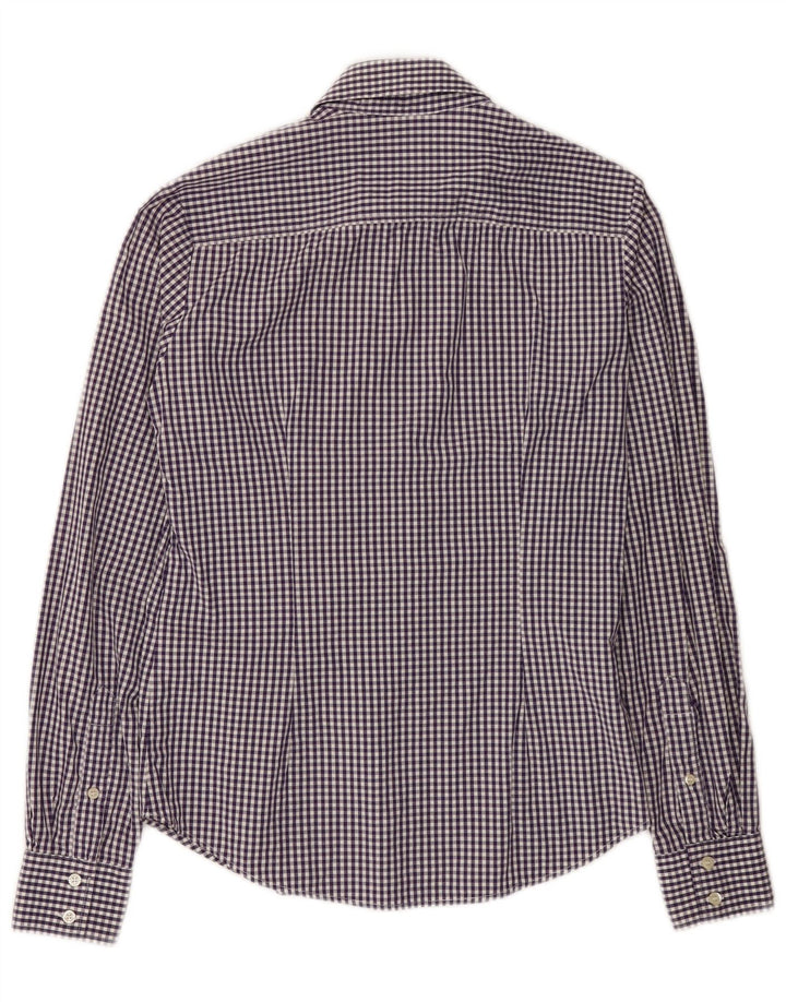 Camisa feminina Gant Reino Unido 10 pequeno algodão roxo guingão