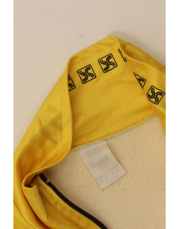 Poliéster listrado amarelo do XL do revestimento superior do agasalho gráfico dos homens do vintage