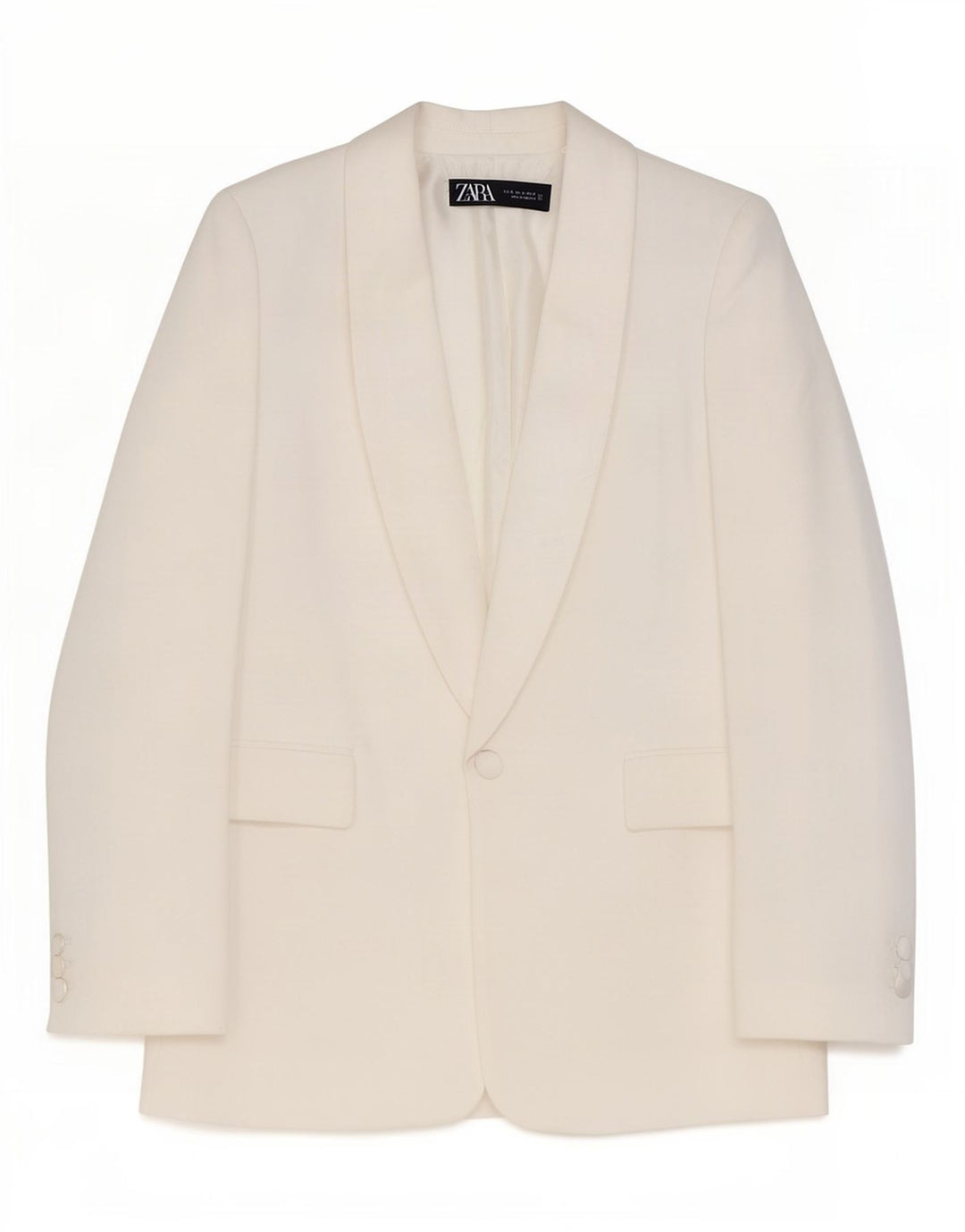 Zara Jaqueta blazer feminina oversized com 1 botão Reino Unido 6 XS Viscose branca