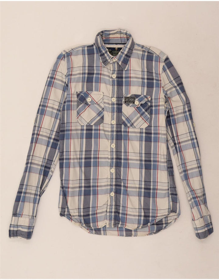 Camisa de flanela masculina Superdry xadrez azul médio