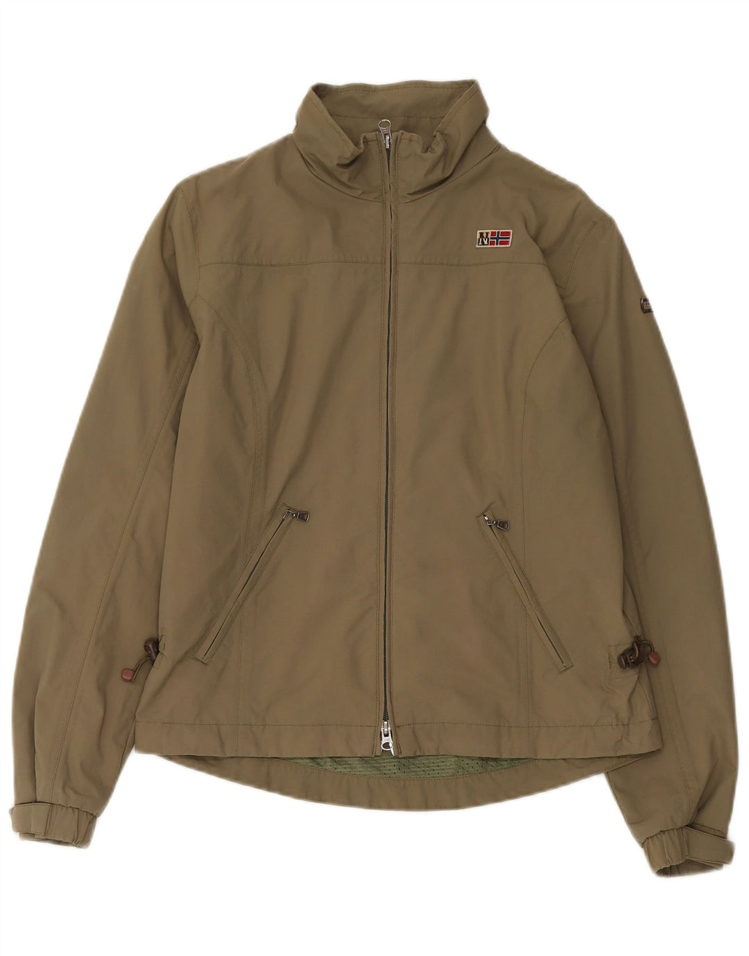 Jaqueta de chuva feminina Napapijri UK 16 grande nylon cáqui