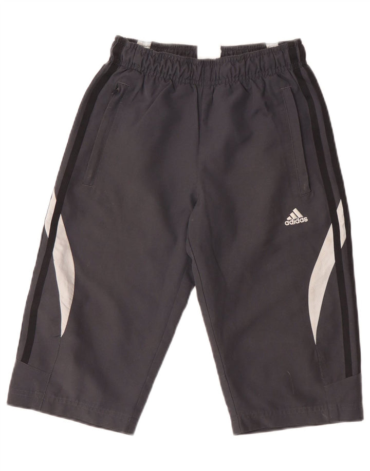 Bermuda esportiva masculina Adidas 9-10 anos cinza colorblock poliéster