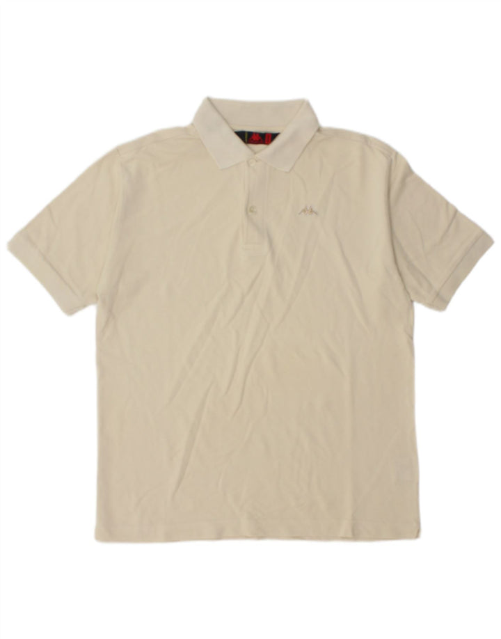 Camisa polo masculina Kappa de algodão branco médio