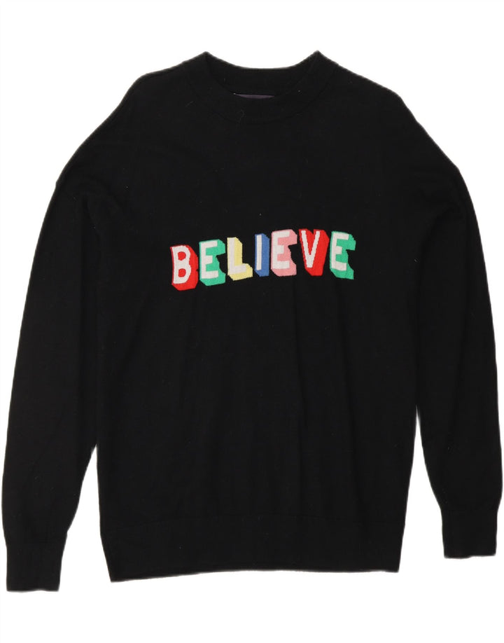 Suéter feminino MARKS & SPENCER com gola redonda e gola redonda Reino Unido 14 médio preto