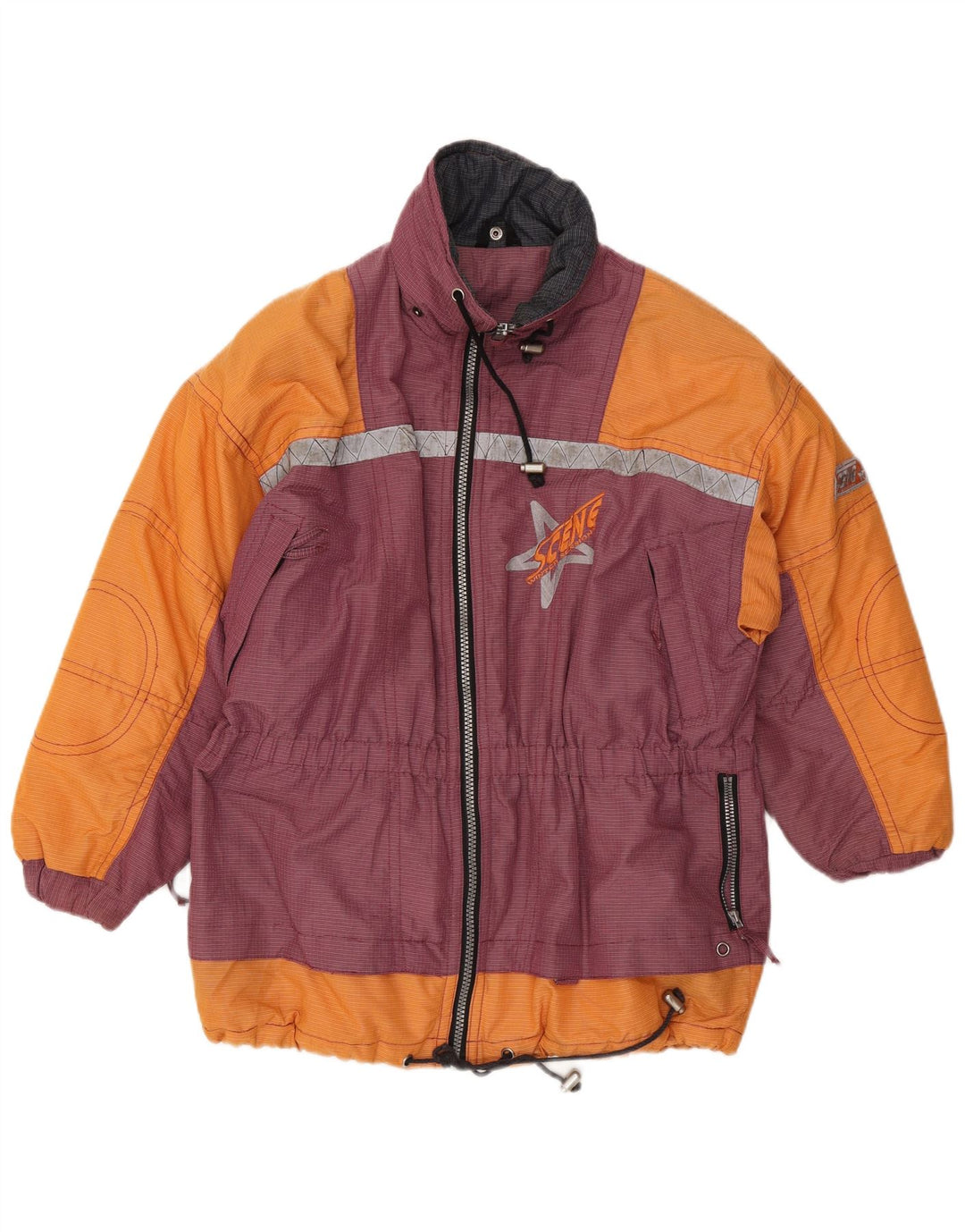 Jaqueta de esqui masculina C&A UK 36 Small Orange Colourblock Nylon