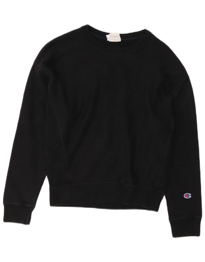 CHAMPION moletom feminino jumper UK 14 médio algodão preto
