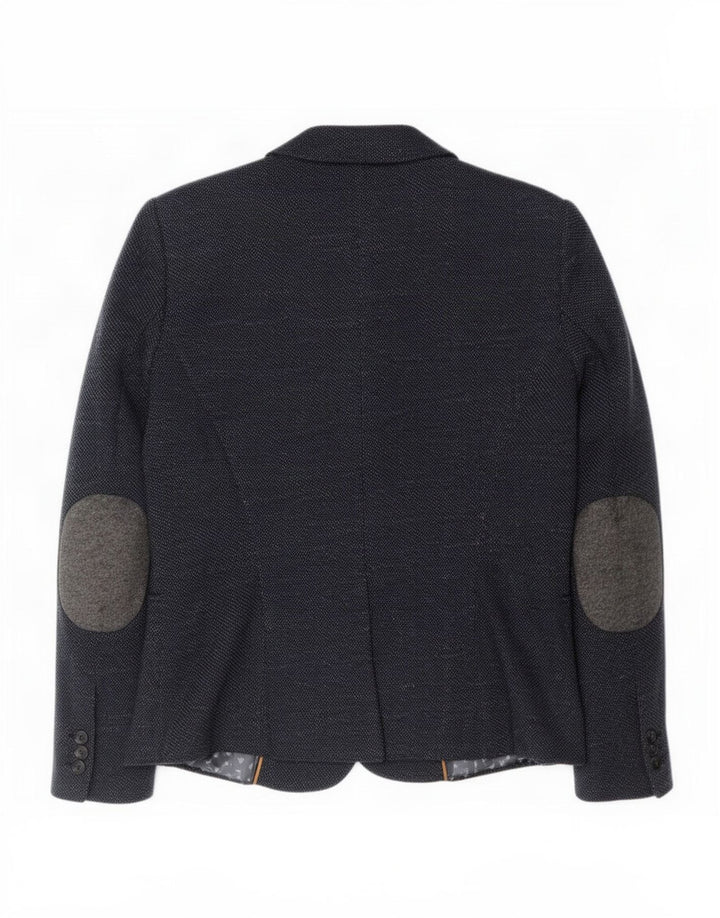 Jaqueta blazer feminina Zara com 1 botão Reino Unido 14 grande poliéster azul marinho