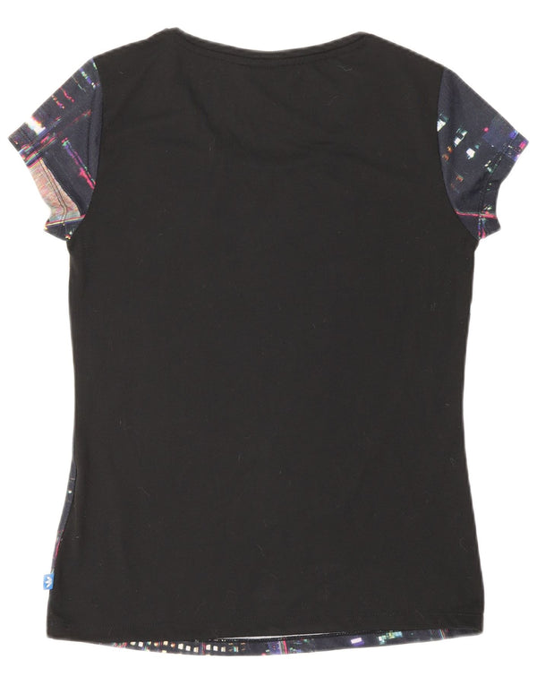 ADIDAS Womens Graphic T-Shirt Top UK 10 Pequeno Azul Geométrico