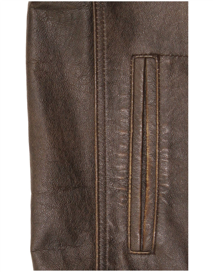 Jaqueta de couro masculina Route 66 UK 40 grande couro marrom