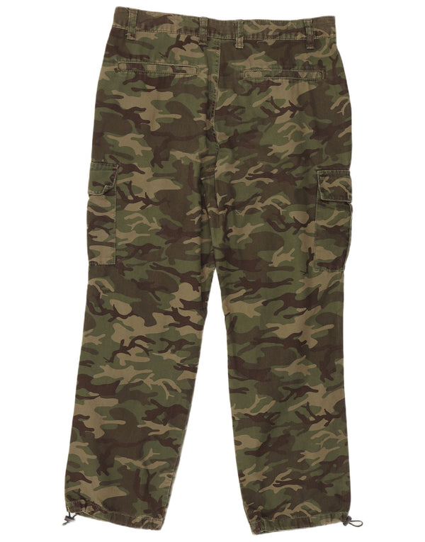 CLOCK HOUSE Calça cargo masculina de cintura alta W42 L27 camuflagem cáqui