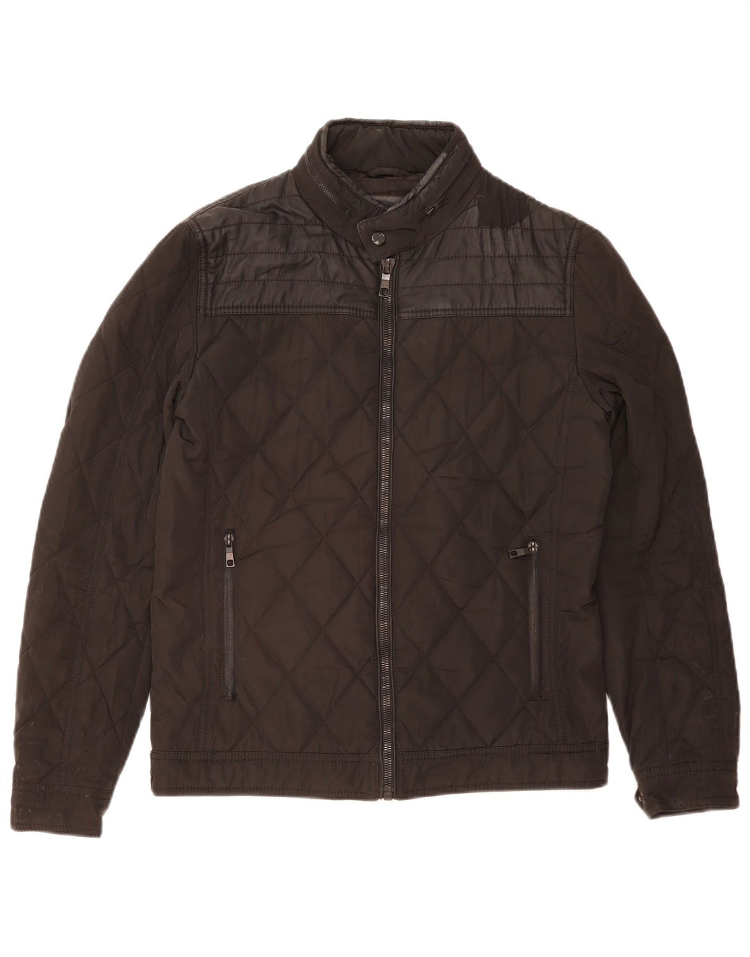 Jaqueta masculina acolchoada com capuz ZARA UK 38 médio preto