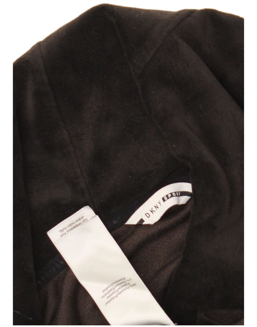 Dkny Top feminino de veludo com capuz grande e manga comprida Reino Unido 12 médio preto
