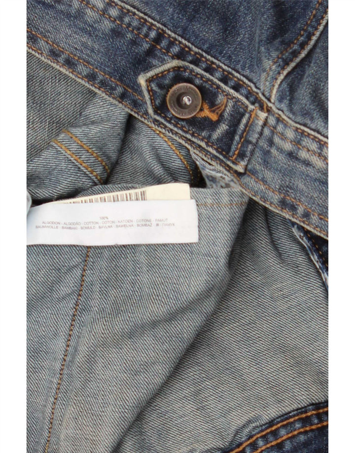 Jaqueta jeans feminina Massimo Dutti Reino Unido 14 grande algodão azul