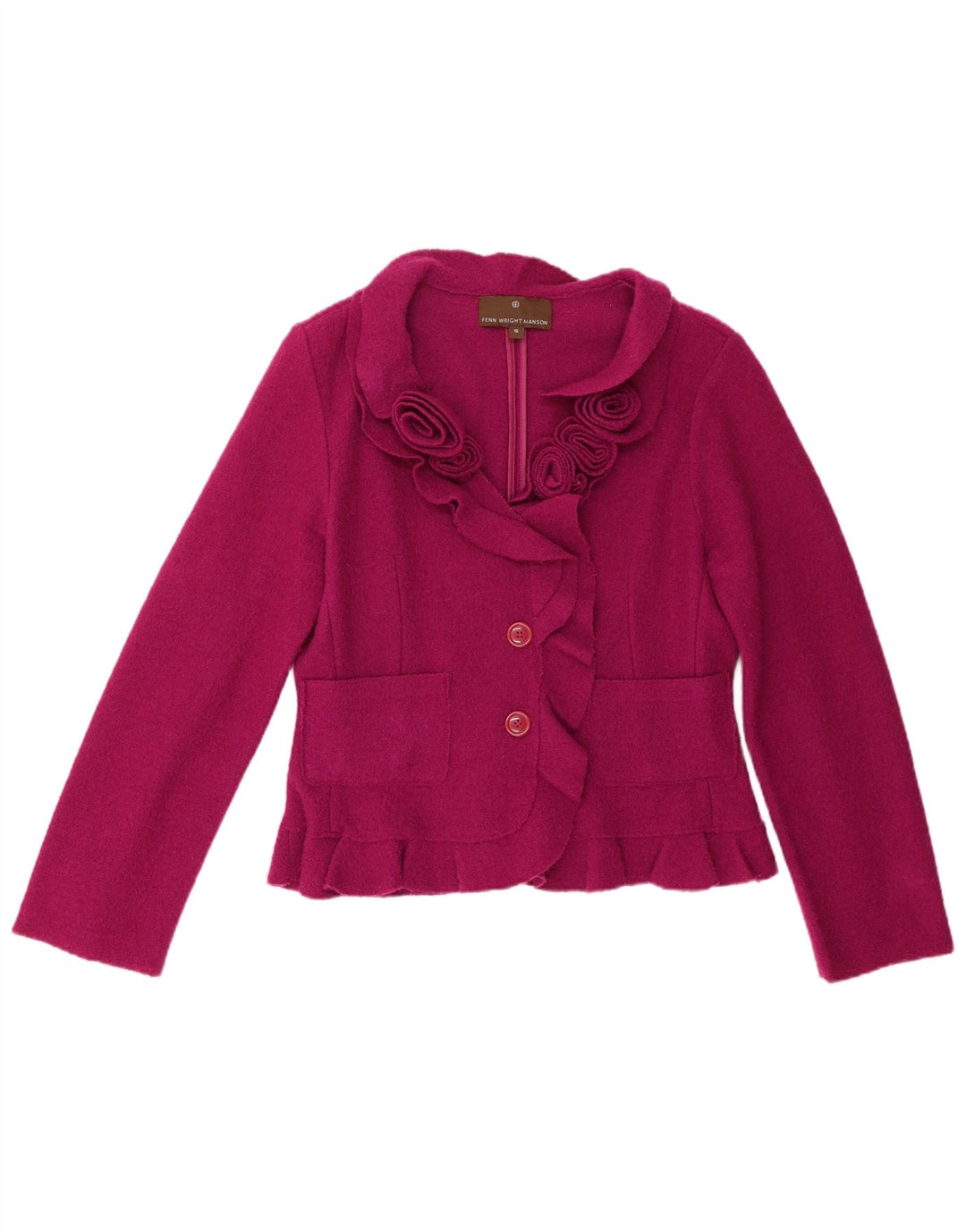 Jaqueta blazer feminina Fenn Wright Manson com 2 botões Reino Unido 16 grande rosa floral