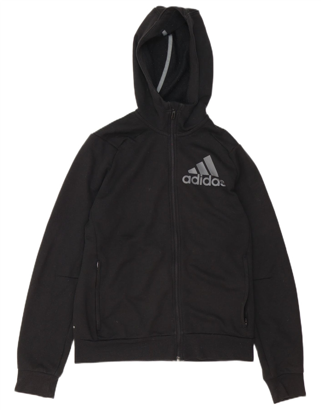 Suéter Adidas Masculino Graphic Zip com Capuz Pequeno Poliéster Preto