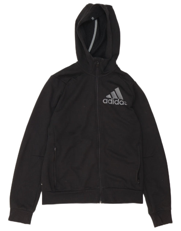 Suéter Adidas Masculino Graphic Zip com Capuz Pequeno Poliéster Preto