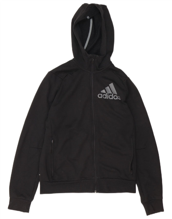 Suéter Adidas Masculino Graphic Zip com Capuz Pequeno Poliéster Preto
