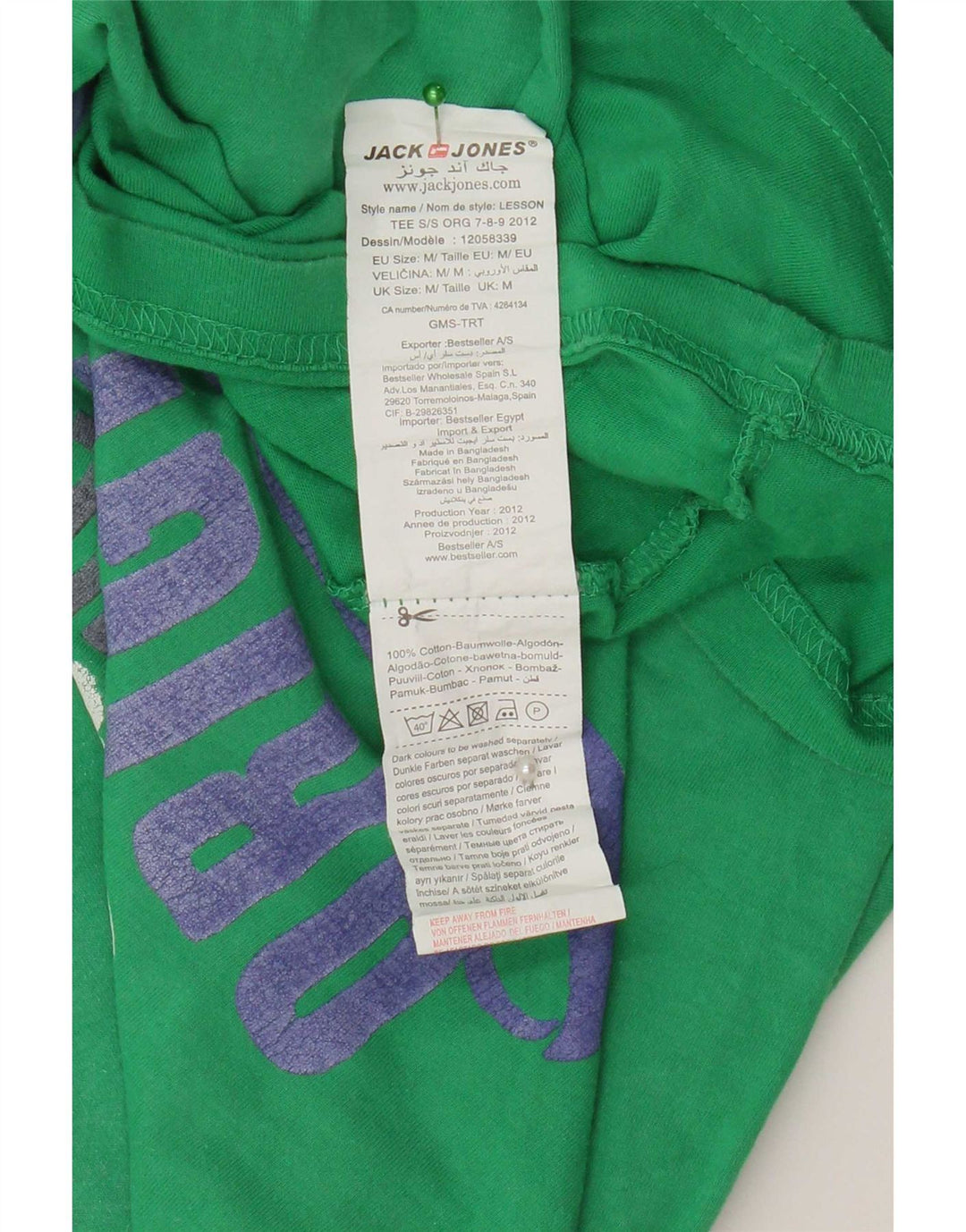 Camiseta gráfica masculina Jack & Jones Top algodão verde médio