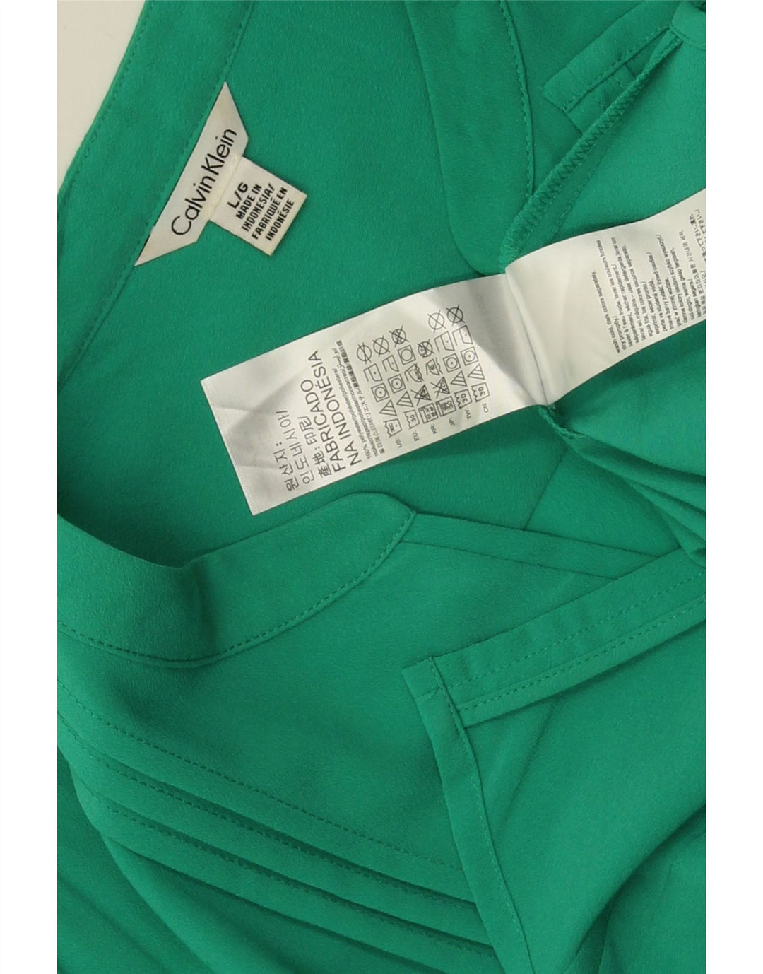 Blusa camisa feminina Calvin Klein Reino Unido 16 grande poliéster verde