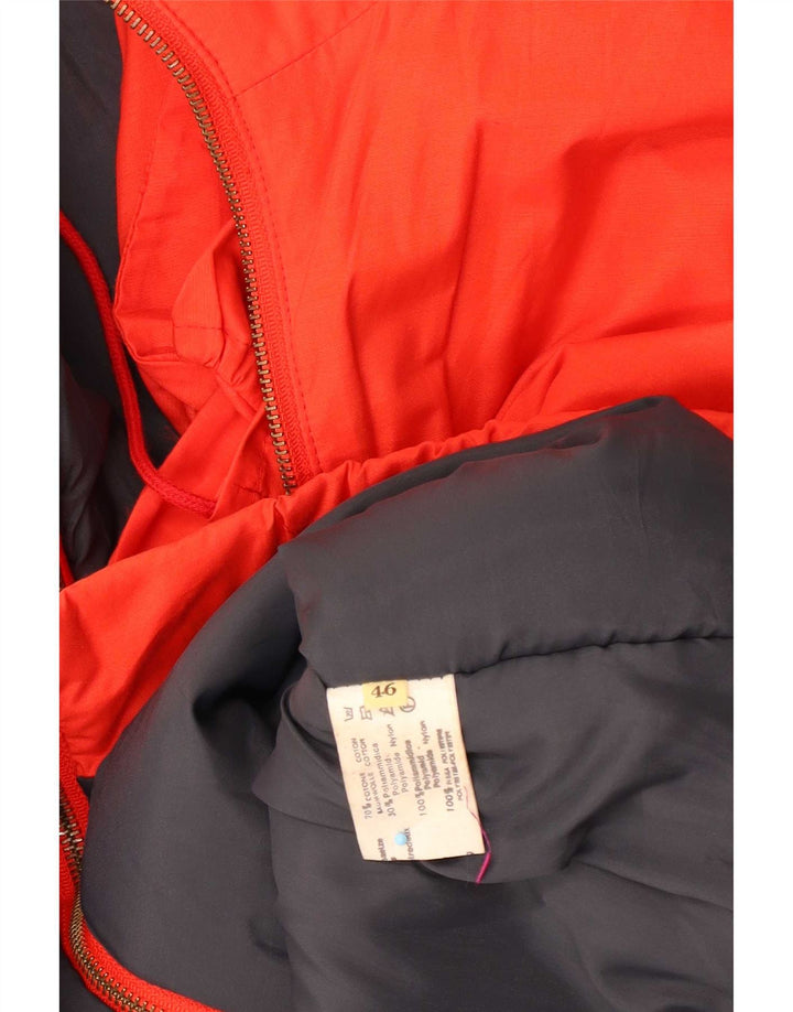Jaqueta corta-vento oversized com capuz feminino vintage EU 46 XL algodão vermelho